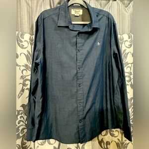 EUC Original Penguin by Munsingwear Dark Blue‎ Casual Button-Down Shirt Size XXL